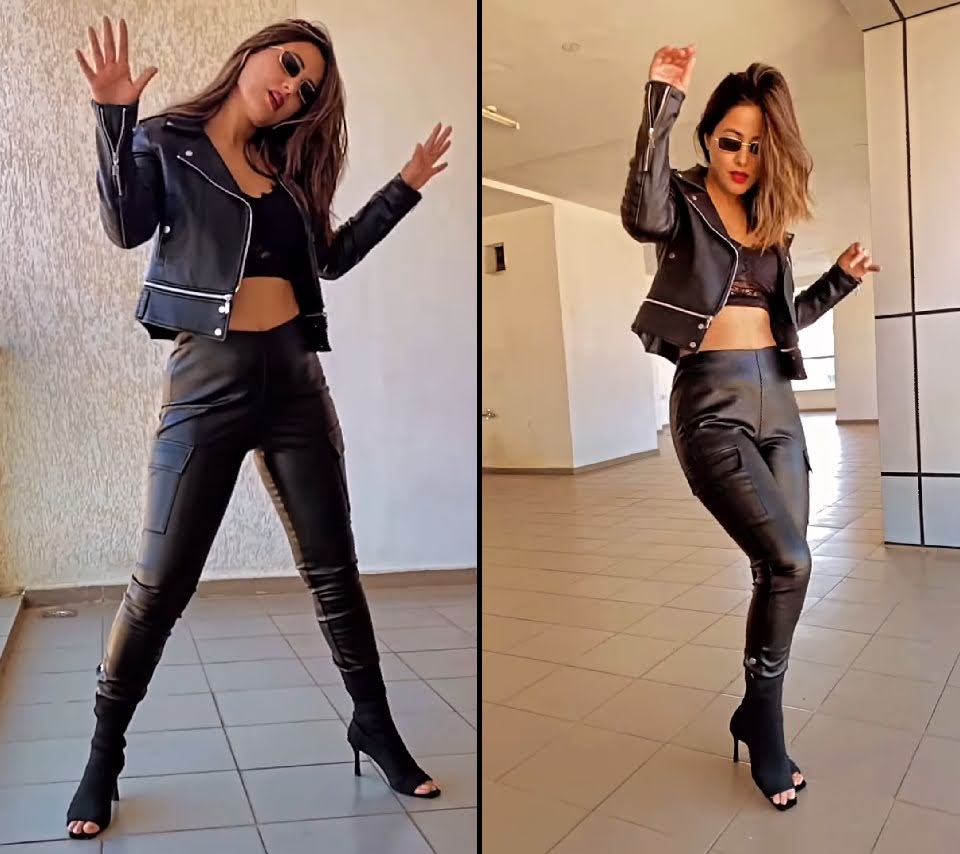 Hina Khan brings out her BOLD side in a black leather outfit, WATCH VIDEO...