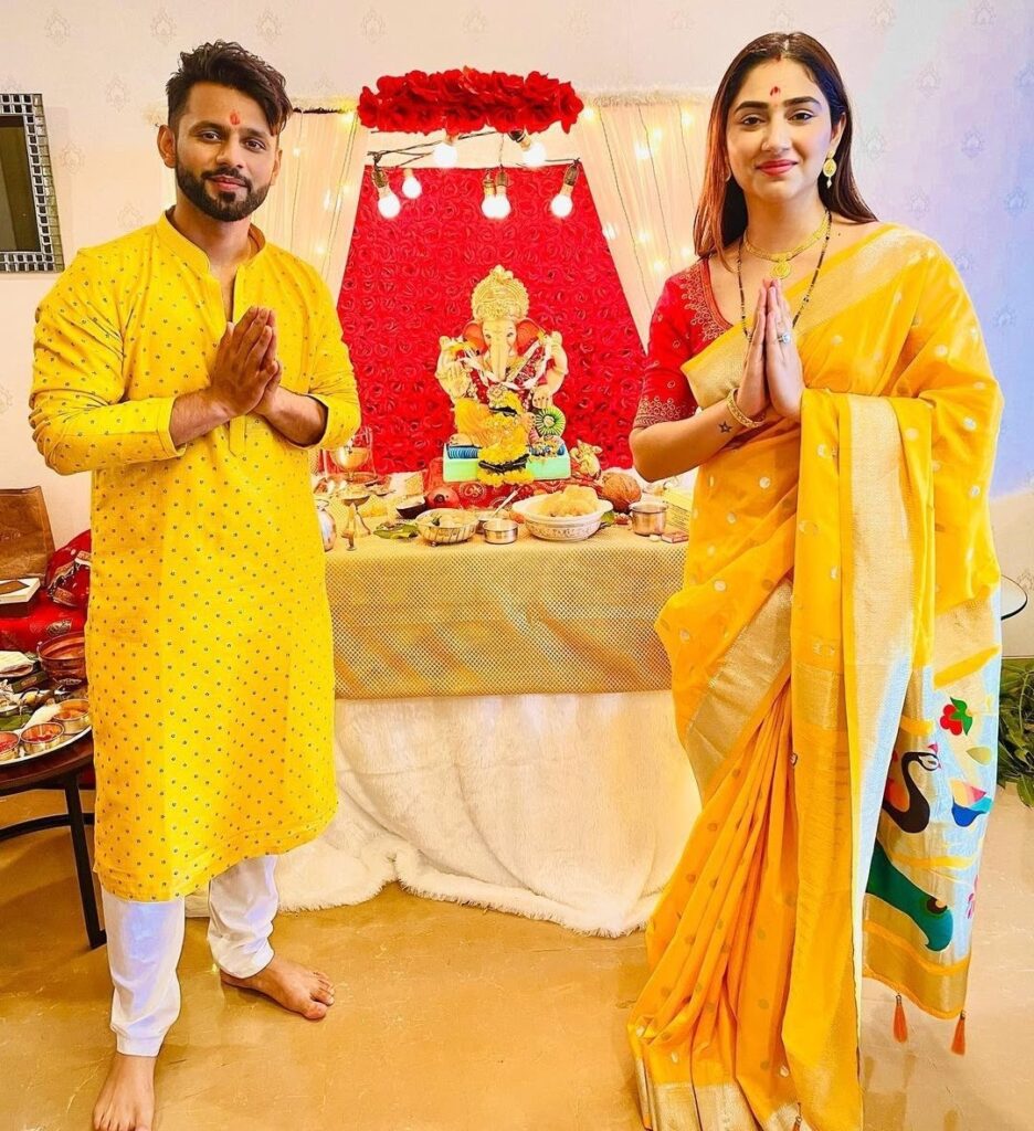 Rahul Vaidya and Disha Parmar celebrate their first Ganesh Chaturthi together.